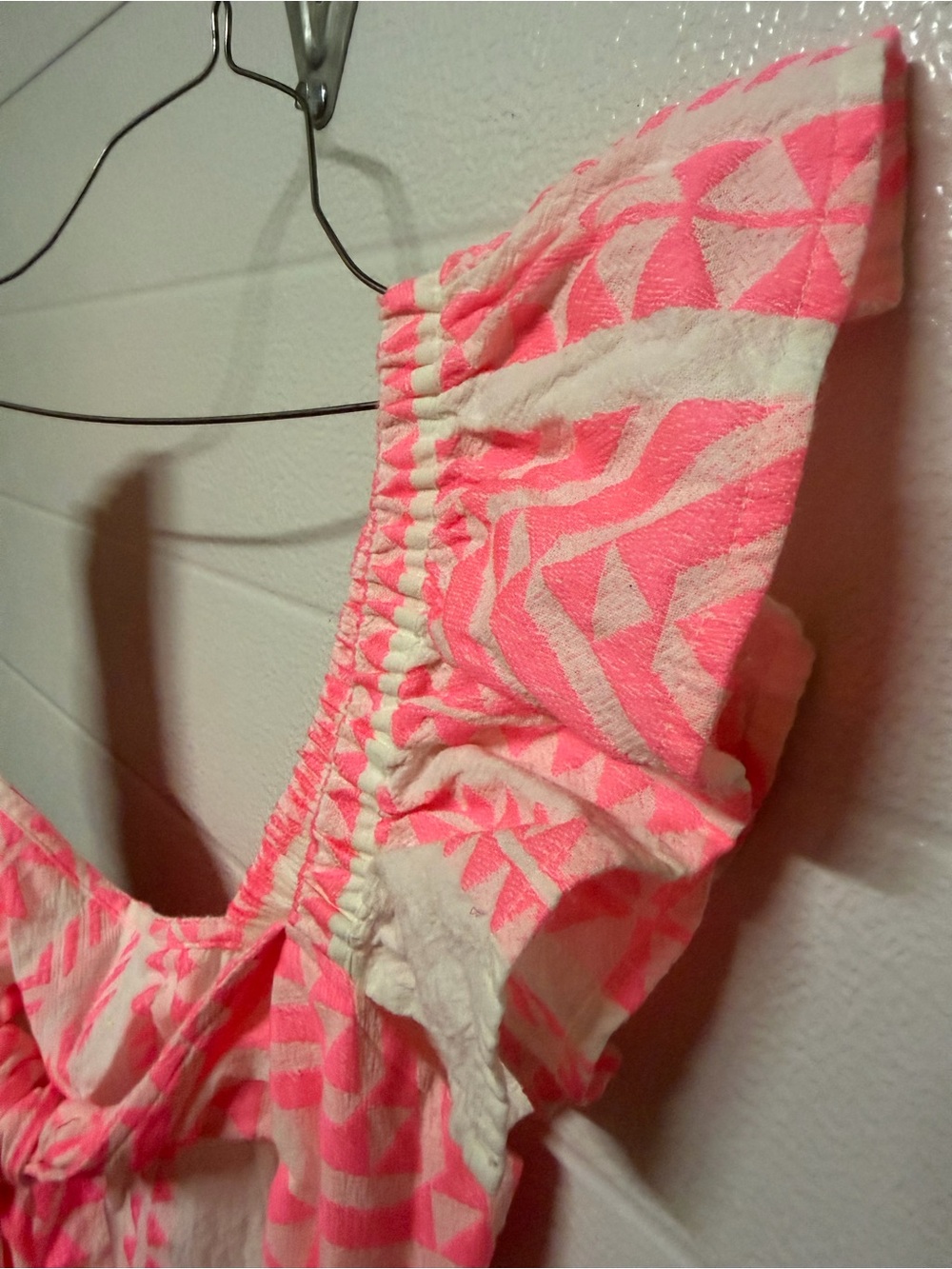 miami Neon Pink Patterned Ruffle Crop Top - Picture 4 of 4